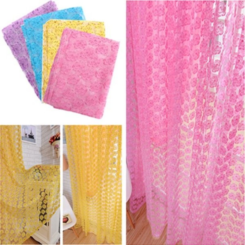 1 Panel 100*210 cm Kwiat Wydrukowano Kwiatowy Woal Tulle Zasłony Sheer Window Screen