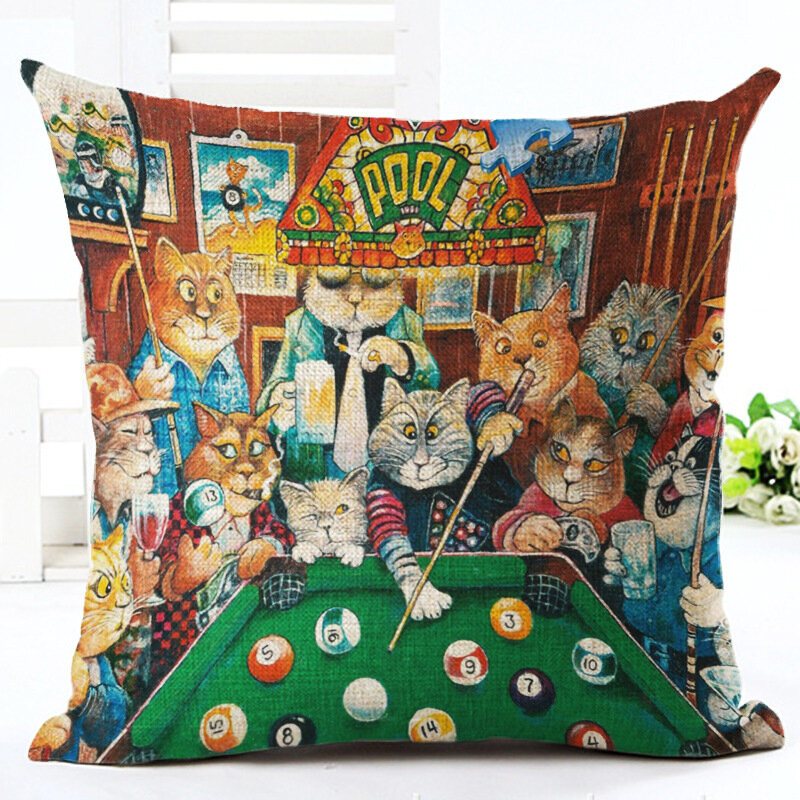 1 Pc Koty W Stylu Retro Bawełna Lniana Poszewka Na Poduszkę Domowa Dekoracja Na Sofę Rzuć Na