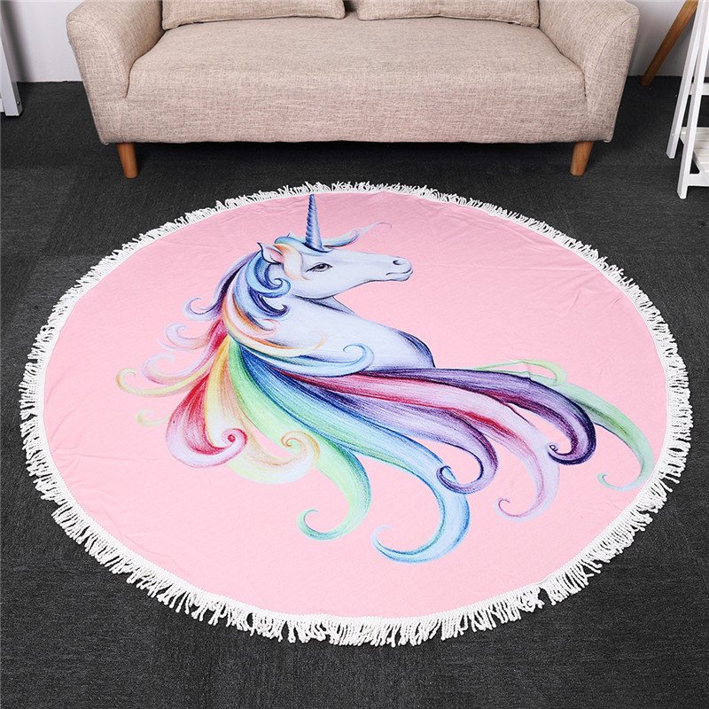 150 cm Jednorożec Plaża Rzut Tassel Ręcznik Hippie Okrągły Gobelin Koc Narzuta