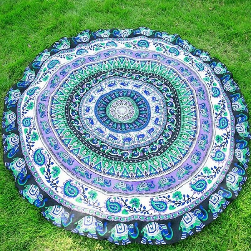 150 cm Okrągły Ręcznik Plażowy W Stylu Bohemia Wielofunkcyjna Mata Plażowa Tippet