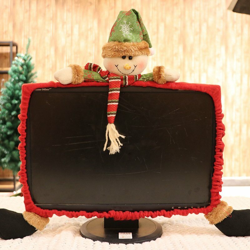 19-27-calowa Obudowa Komputera Ochrona Przed Kurzem Dekoracje Świąteczne Santa Claus Snowman Elk Cover