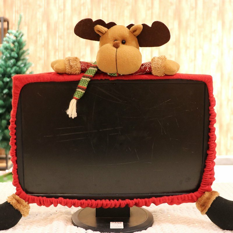 19-27-calowa Obudowa Komputera Ochrona Przed Kurzem Dekoracje Świąteczne Santa Claus Snowman Elk Cover