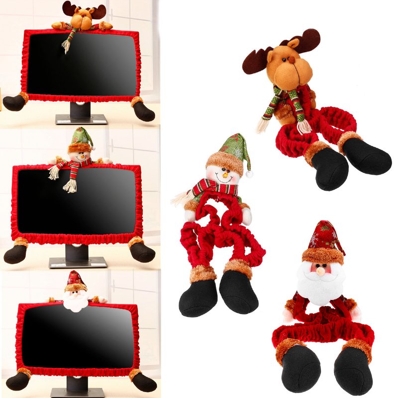 19-27-calowa Obudowa Komputera Ochrona Przed Kurzem Dekoracje Świąteczne Santa Claus Snowman Elk Cover