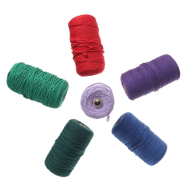 1pc 200m X 3mm Kolorowa Lina Bawełniana Nić Pleciona Ręcznie Diy Dekoracyjna Gobelin Tkactwo Liny