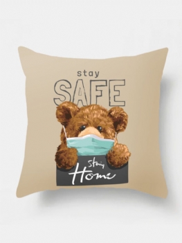 1pc Kreskówka Niedźwiedź Drukowanie Blokada Uwaga Poszewka Na Poduszkę Home Decor Sofa Salon Samochód Rzuć Na
