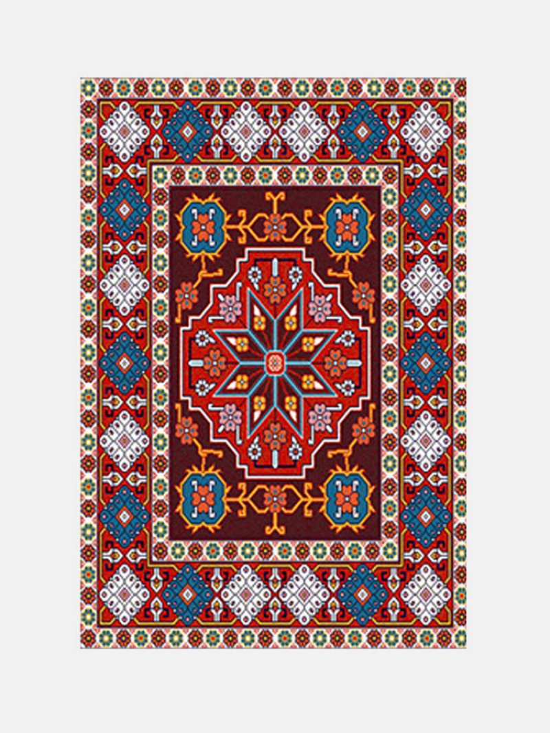 1pc Styl Bohemia Retro Etniczne Nakładki Wzór Geometryczny Salon Jadalnia Stolik Do Sypialni Nocna Siedzi Antypoślizgowy Dywan