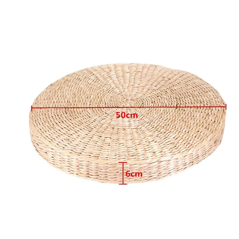 50x6cm Gruba Okrągła Pufa Tatami Naturalna Mata Do Medytacji Ze Słomy Poduszka Podłogowa Z Wikliny Do Jogi