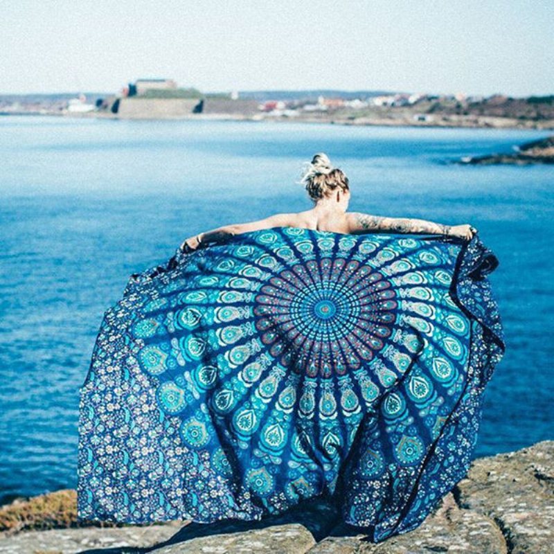 59 X 83 Cal Styl Boho Cienka Szyfonowa Ręcznik Plażowy Do Jogi Mandala Prostokątne Prześcieradło Tapestry