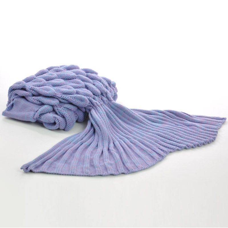 90x190cm Przędza Knitting Mermaid Tail Koc Rybie Łuski Styl Ciepły Super Miękki Śpiwór Mata Na Łóżko