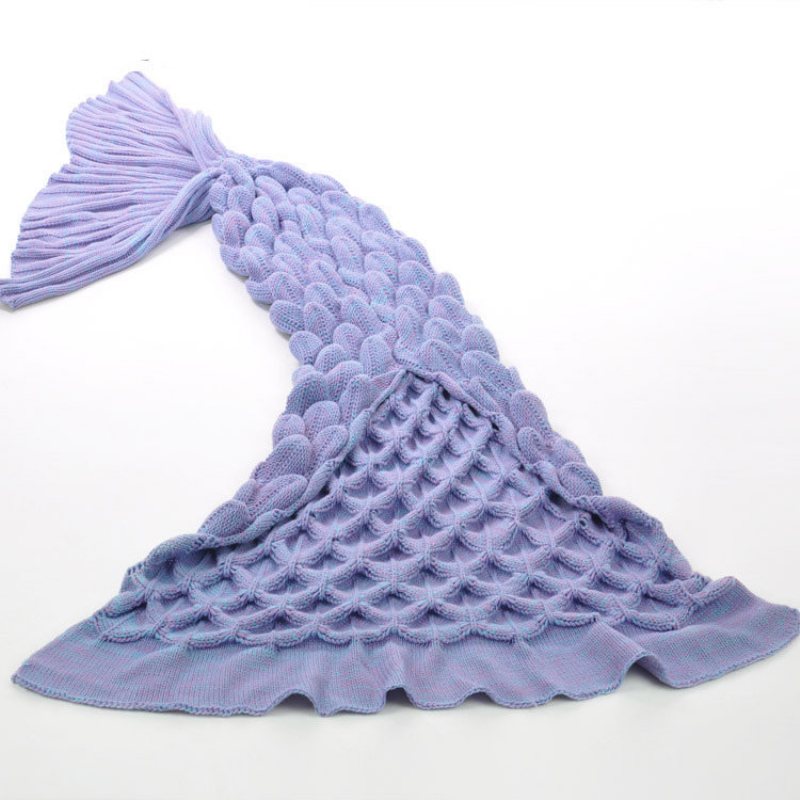 90x190cm Przędza Knitting Mermaid Tail Koc Rybie Łuski Styl Ciepły Super Miękki Śpiwór Mata Na Łóżko