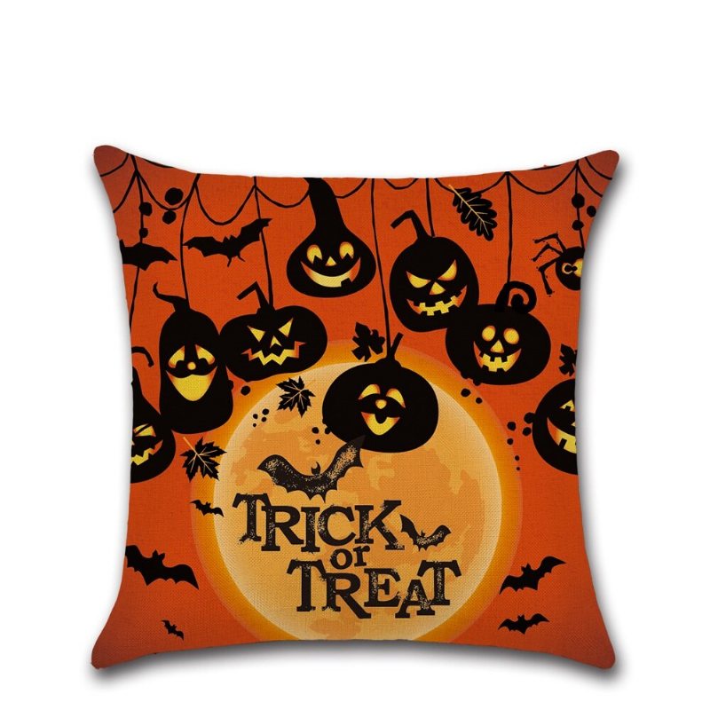 Cartoon Halloween Festival Dyniowy Wzór Lniana Poszewka Na Poduszkę Domowa Sofa Biurowa Miękkie Poszewki Na Poduszki