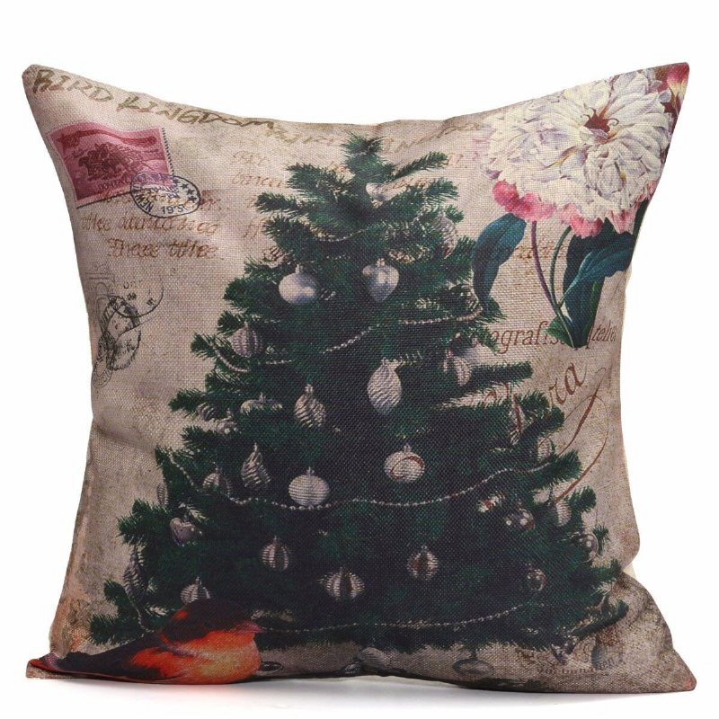 Choinka Bałwanki Prezent Moda Bawełniana Lniana Poszewka Na Poduszkę Święty Mikołaj Home Decor