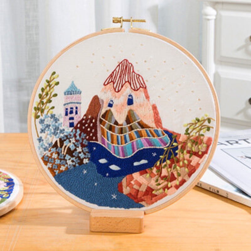 Diy Krajobraz Kwiat Haft Zestaw Z Hoop Robótki Dekoracje Cross Stitch Rzemieślnicze Prezent Art Home Decor