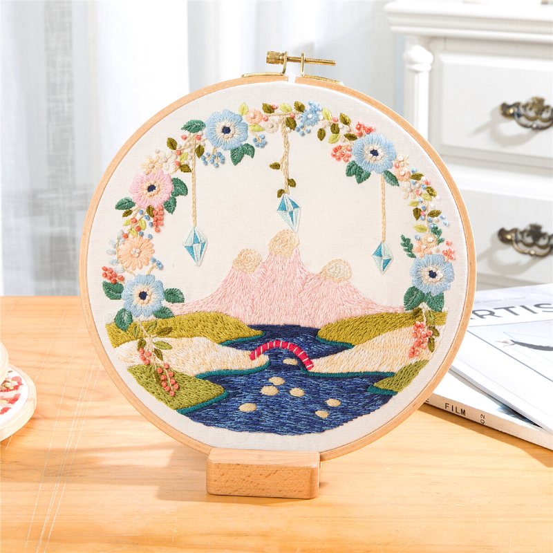 Diy Krajobraz Kwiat Haft Zestaw Z Hoop Robótki Dekoracje Cross Stitch Rzemieślnicze Prezent Art Home Decor