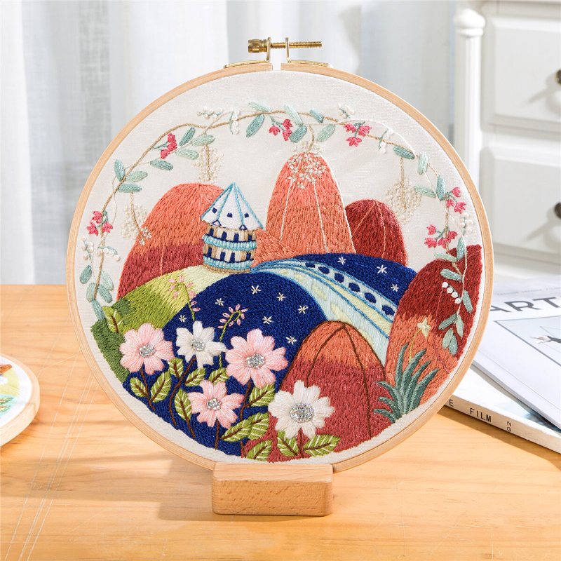 Diy Krajobraz Kwiat Haft Zestaw Z Hoop Robótki Dekoracje Cross Stitch Rzemieślnicze Prezent Art Home Decor