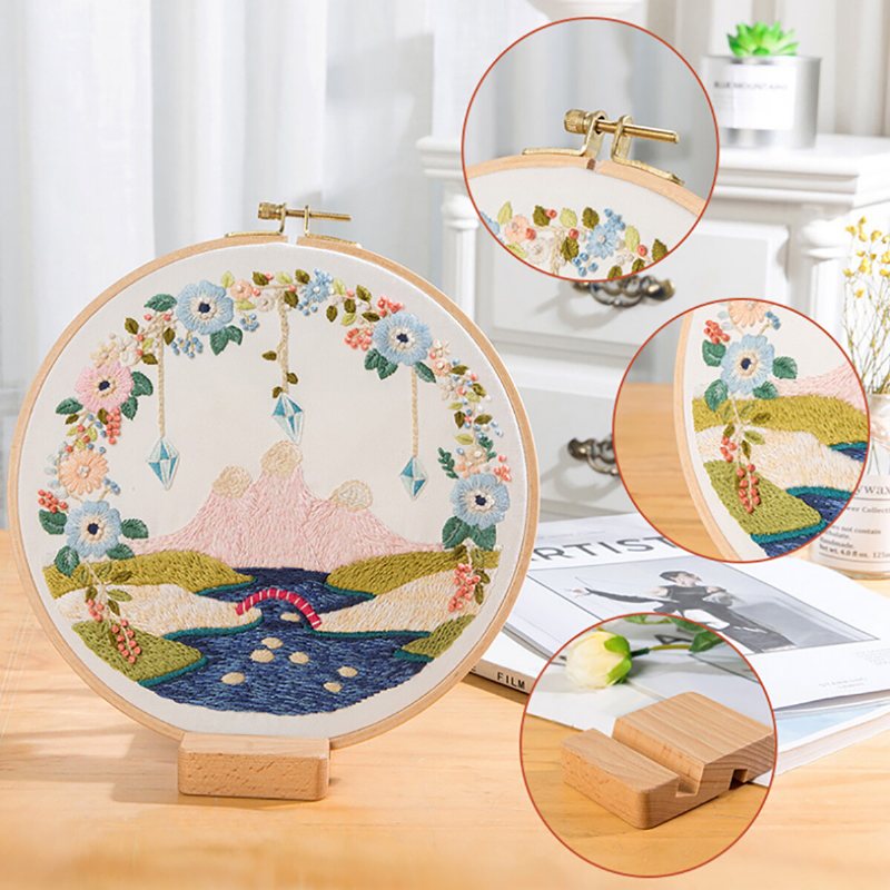 Diy Krajobraz Kwiat Haft Zestaw Z Hoop Robótki Dekoracje Cross Stitch Rzemieślnicze Prezent Art Home Decor