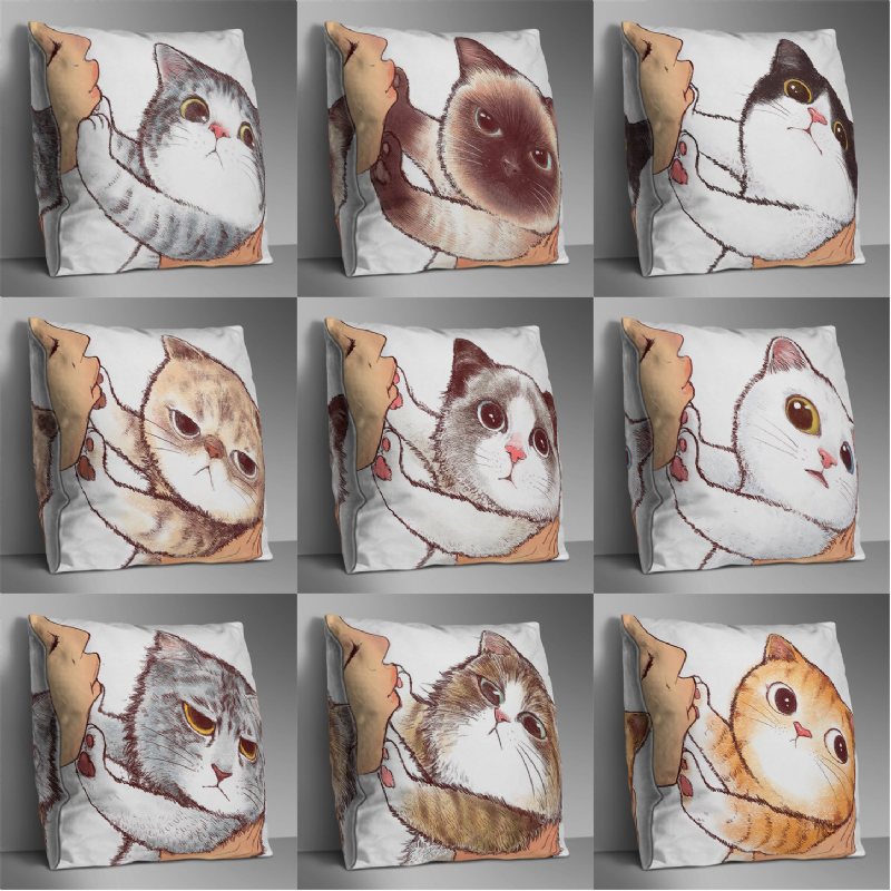 Dwustronny Kot Kreskówkowy Poszewka Na Poduszkę Home Sofa Office Miękkie Poszewki Na Poduszki Art Decor