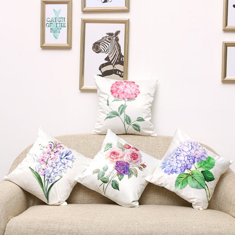 Imitacja Jedwabiu Poszewka Na Poduszkę Zielony Liść Kwiaty Na Z Wcięciem Home Car Sofa Decor