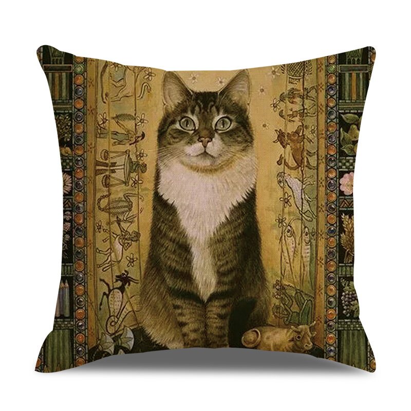 Koty W Stylu Retro Pościel Bawełniana Poszewka Domowa Sofa Art Decor Narzuta