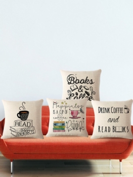 Książki Z Motywem Kawy Poszewka Na Poduszkę Krzesło Sofa Oparcie Siedzenia Home Decor
