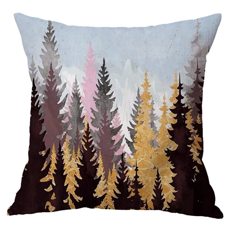 Nowoczesny Las Abstrakcyjny Krajobraz Lniana Poszewka Na Poduszkę Domowa Sofa Rzuć Poszewki Na Poduszki Home Decor