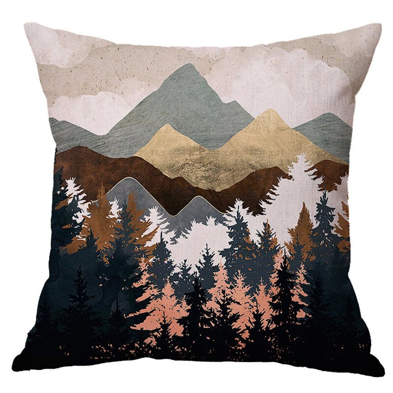 Nowoczesny Las Abstrakcyjny Krajobraz Lniana Poszewka Na Poduszkę Domowa Sofa Rzuć Poszewki Na Poduszki Home Decor