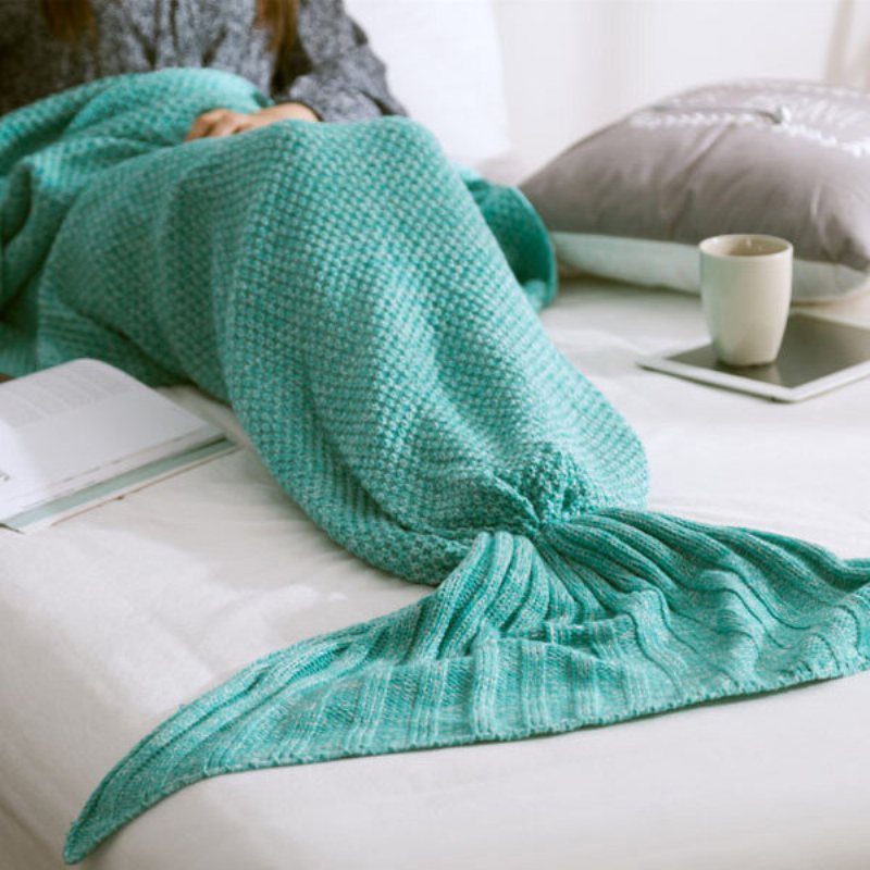 Przędza Knitting Mermaid Tail Koc Włókna Ciepłe Super Miękkie Home Office Sleep Bag Łóżko Mat