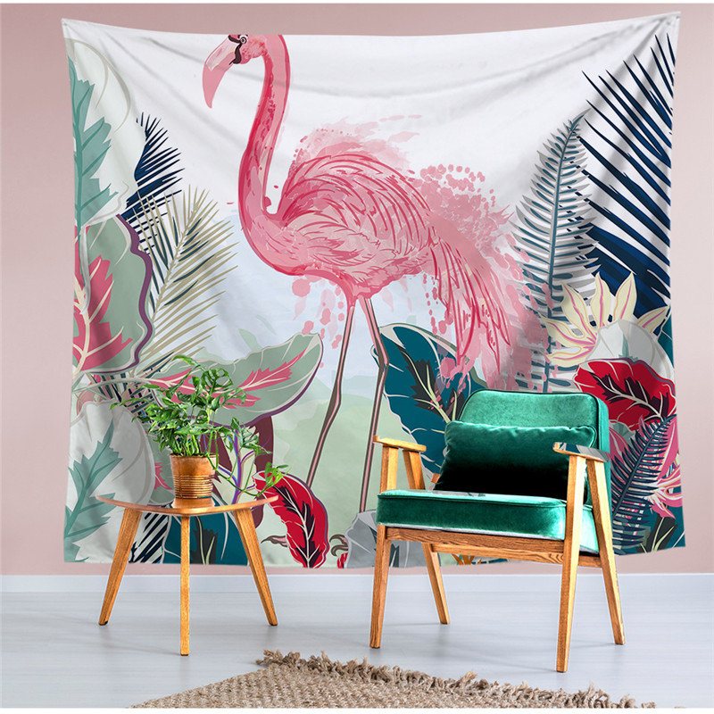 Wall Hanging Flamingo Drukowane Gobeliny Dekoracja Pokoju Art Rośliny Tropikalne Mata Do Jogi