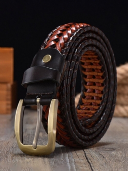 Jassy 105-125cm Męski Skórzany Ręcznie Tkany Pasek W Stylu Vintage Na Co Dzień Ze Sprzączką