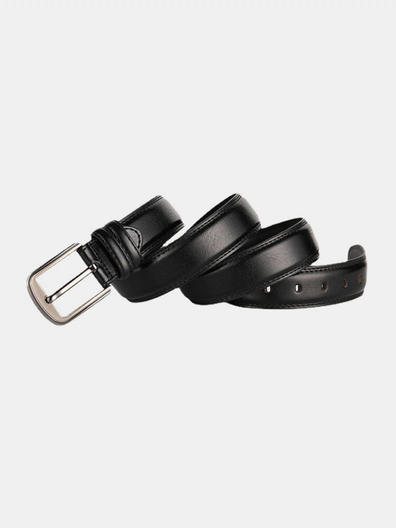 Męska Druga Warstwa Skóry Bydlęcej W Jednolitym Kolorze Ze Stopu Ze Sprzączką Casual Business Belt