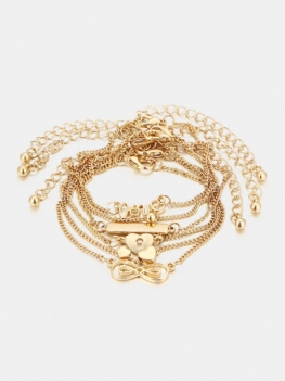 6 Szt. Zestaw Obrączek Love Heart Infinity Knot Prosty Złoty Łańcuszek Bransoletka Anklet Women Gifts