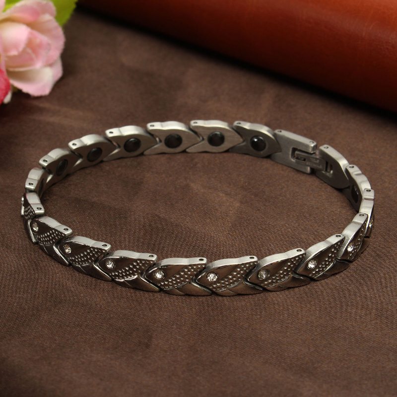Bransoletka Health Unisex Rhinestone Magnetyczna Ze Stali Nierdzewnej Z Germanu