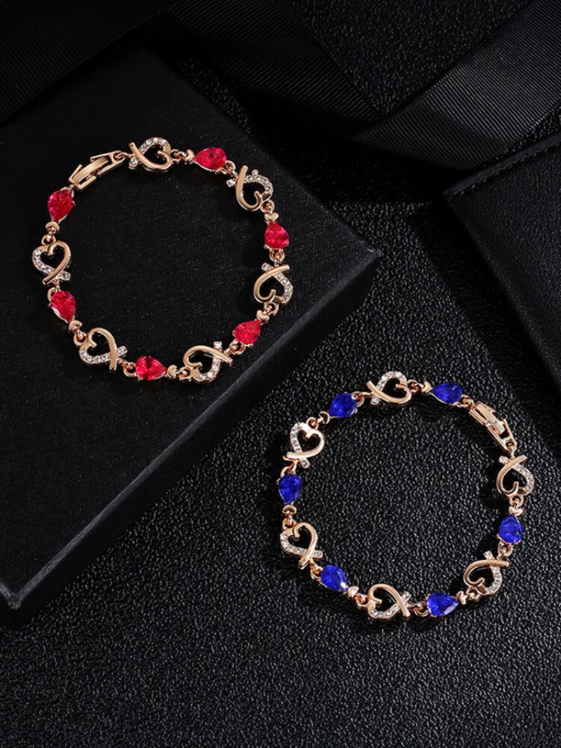 Bransoletka Vintage Heart Women Hollow Inkrustowane Diamenty Prezent Na Walentynki