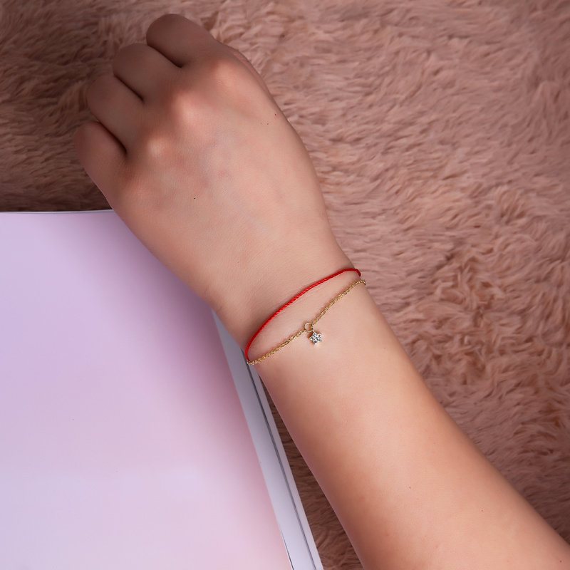 Luksusowe 925 Sterling Silver Red Rope Lucky Charm Bransoletki Zircon Stars Chain Dla Kobiet