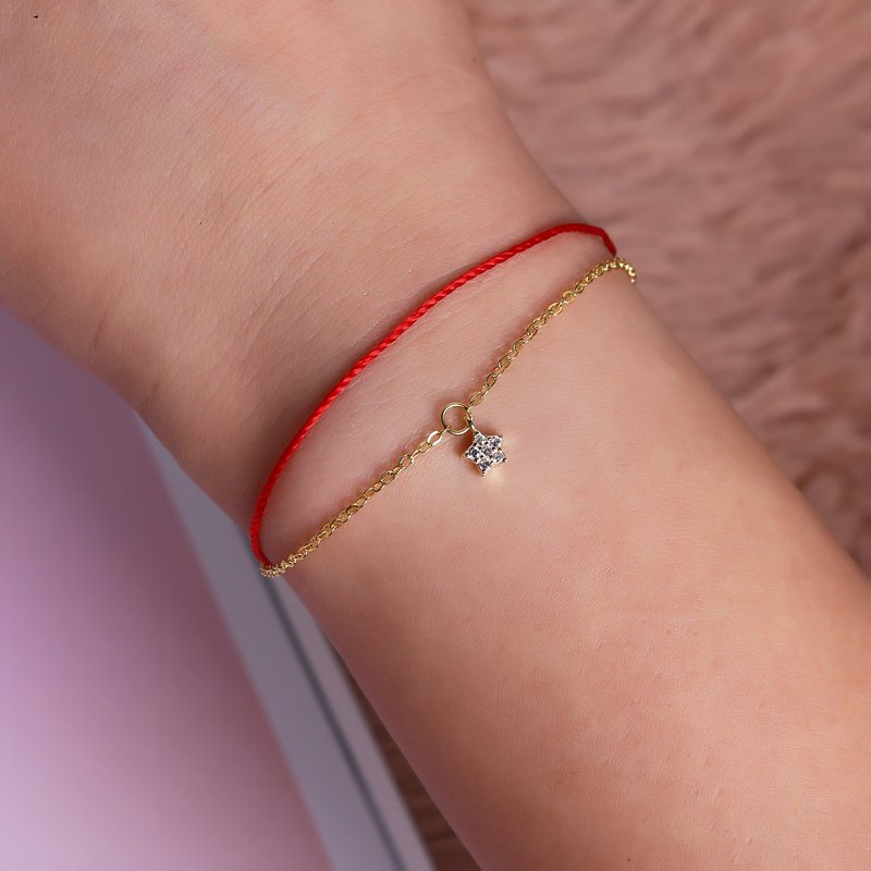Luksusowe 925 Sterling Silver Red Rope Lucky Charm Bransoletki Zircon Stars Chain Dla Kobiet