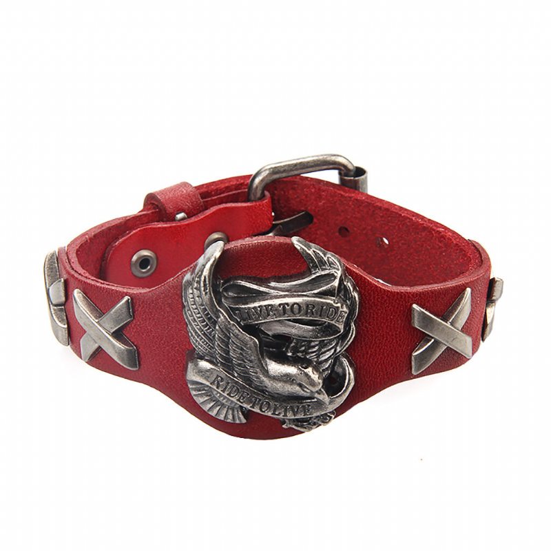 Punk Unisex Orzeł Prawdziwej Skóry Wrap Charm Bransoletka Nadgarstek Dla Kobiet Mężczyzn Prezent