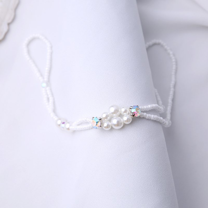 Summer Fresh Pearl Diamond Crystal Zroszony Anklet Beach Prosty Seksowny Łańcuszek Na Palce