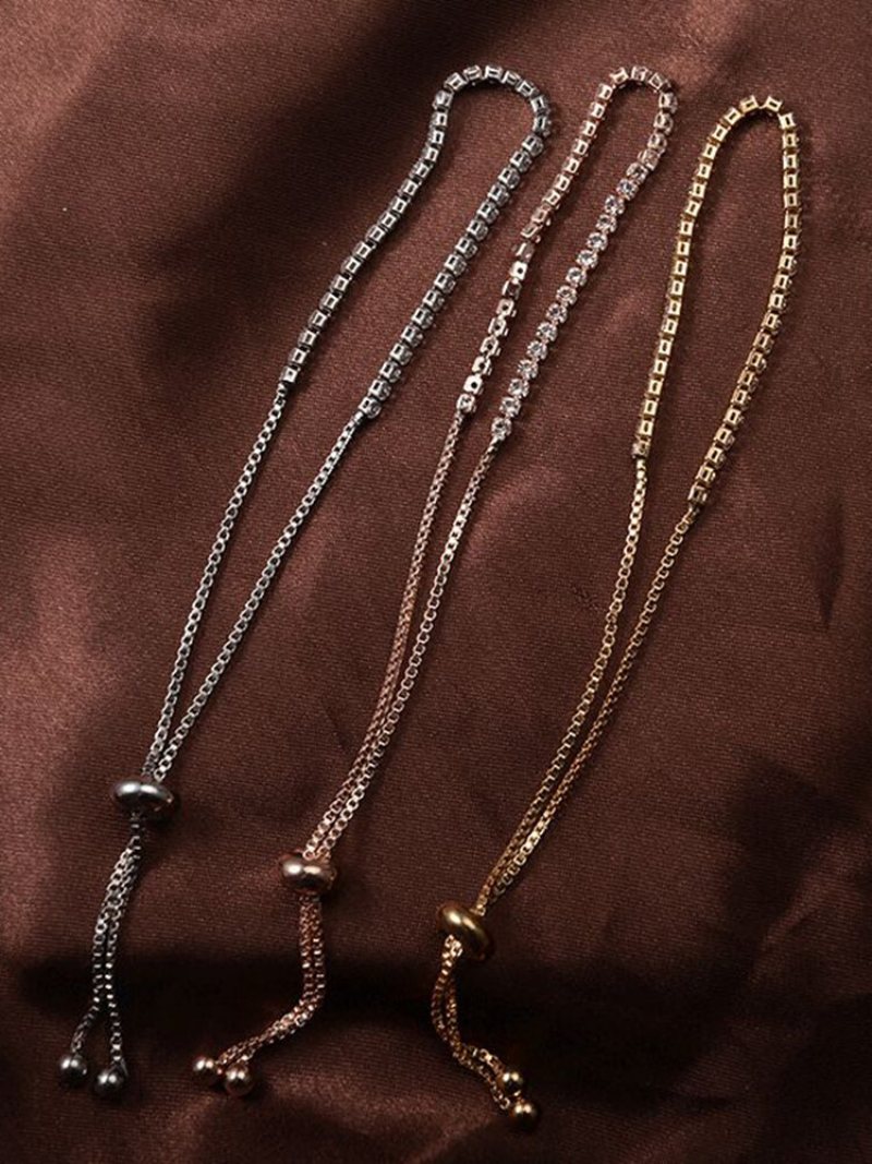 Vintage Regulowana Inkrustowana Rhinestone Bransoletka Damska Teleskopowy Łańcuszek Z Pazurami Biżuteria Prezent