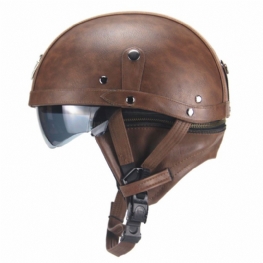 Kask Na Pół Głowy Abs Materiał Pu Oddychający Hełm Buforowy Absorpcja Wilgoci Nakrycia Bezpieczny Do Jazdy Na Harleyu Dla Mężczyzn Kobiety Czapka Anty-ultrafioletowa Przeciwodblaskowy Nakrycie Kapelusz