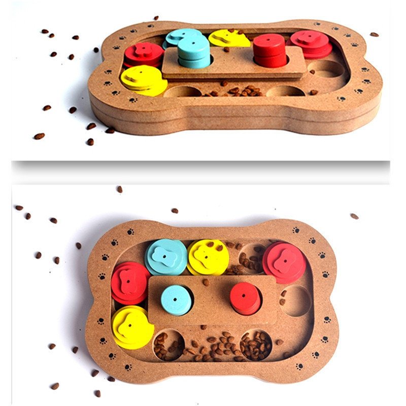 Pet Dog Cat Game Iq Training Toy Drewniana Interaktywna Płyta Puzzle Dozująca Jedzenie