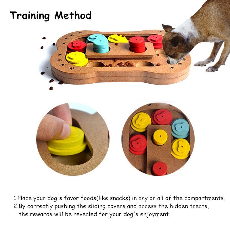 Pet Dog Cat Game Iq Training Toy Drewniana Interaktywna Płyta Puzzle Dozująca Jedzenie