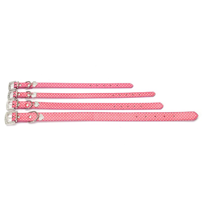 Regulowana Obroża Ze Skóry Pu Dla Zwierząt Domowych Klamra Puppy Bling Rhinestone Pasek Na Szyję